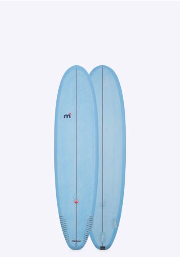 Mistral  Marea 7'10 Mini Mal Custom surfboard hardboard hand shaped by Fabio Giacomini in Italy blue front and back