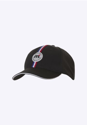 Mistral Coloured Stripe Casual Cap - Black beanies & caps red white blue striped logo black front