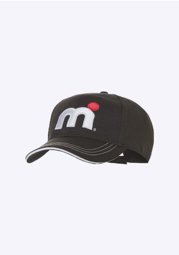 Mistral Cool Dry Peaked Cap - Black beanies & caps white red logo black front