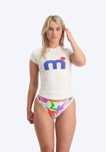 Mistral Short Sleeve Miami Lycra Woman - White lycra's blue red logo white front