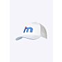 Mistral Cool Dry Peaked Cap - White beanies & caps blue red logo white front