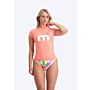 Mistral Short Sleeve Miami Lycra Woman - Peach lycra's white pink logo Pink Peach front
