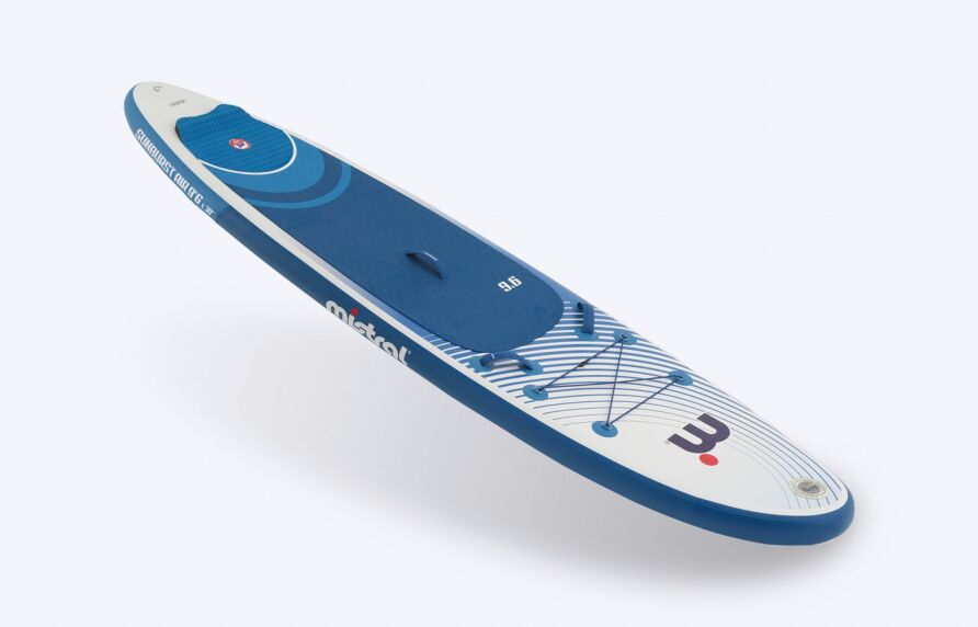 Mistral SUNBURST AIR 9'6 INFLATABLE - SUP / WINGSURF - SET Inflatable SUP board Blue white front and side