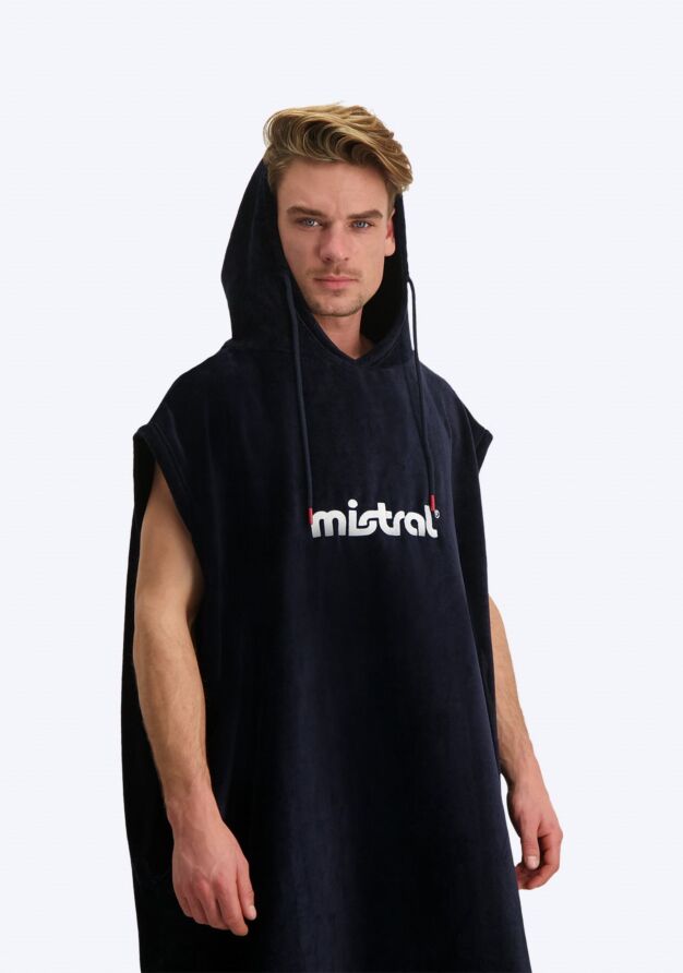 Mistral Mallorca Poncho Change Robe - Navy poncho's hoody 100% Terry cotton poncho navy blue front hoody
