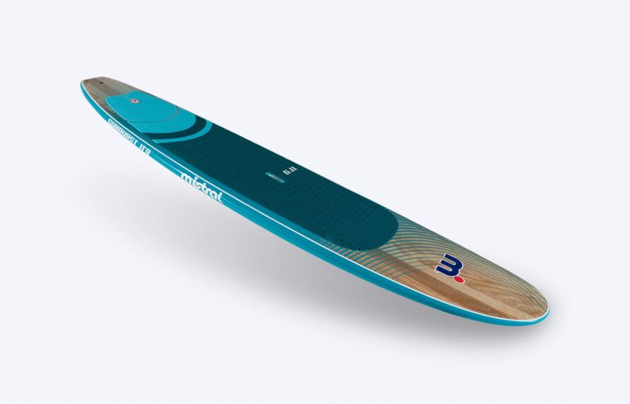 Mistral SUNBURST 11'9 HARDBOARD - SUPSURF / PADDLE / WINDSURF / WINGSURF SUP Hardboard sup surf Blue wood side front