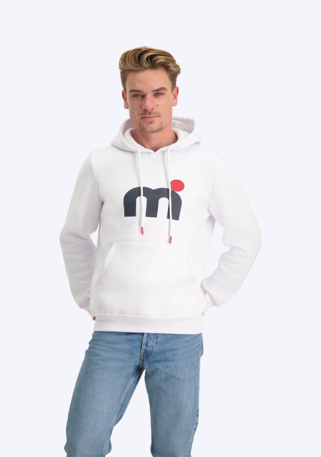 Mistral  MISTRAL SORRENTO CLASSIC SOFT TOUCH HOODY - White hoodies men and women black red logo white front