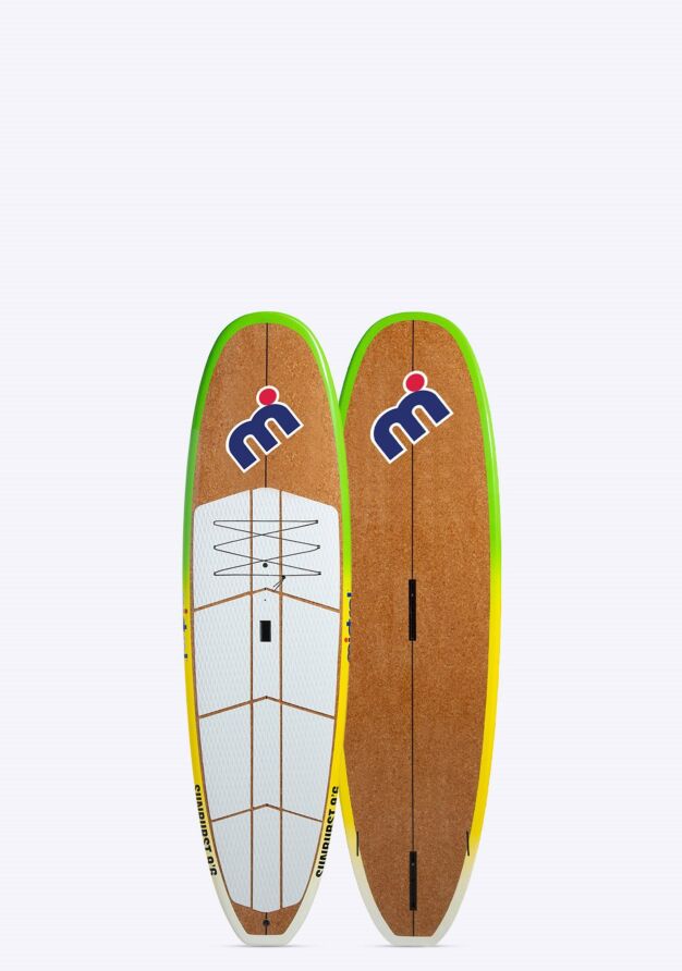 Mistral SUNBURST 9'6 HARDBOARD - SUPSURF / PADDLE / WINDSURF / WINGSURF SUP Hardboard Surfing Hardboard sup surf Wood green yellow white front and back