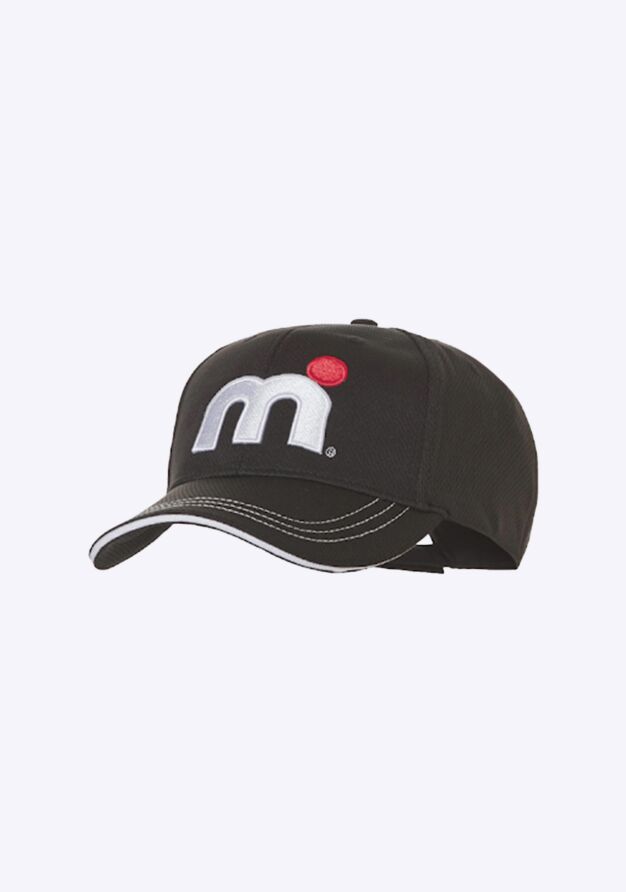 Mistral Cool Dry Peaked Cap - Black beanies & caps white red logo black front