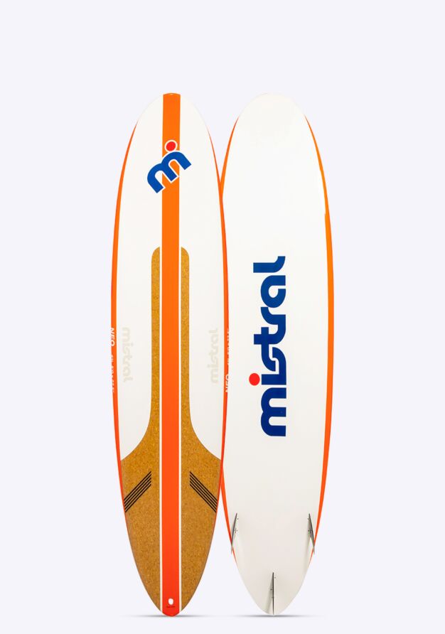 Mistral  Neo 7'9 Mini Mal Surfboard hardboard  orange wood white front and back